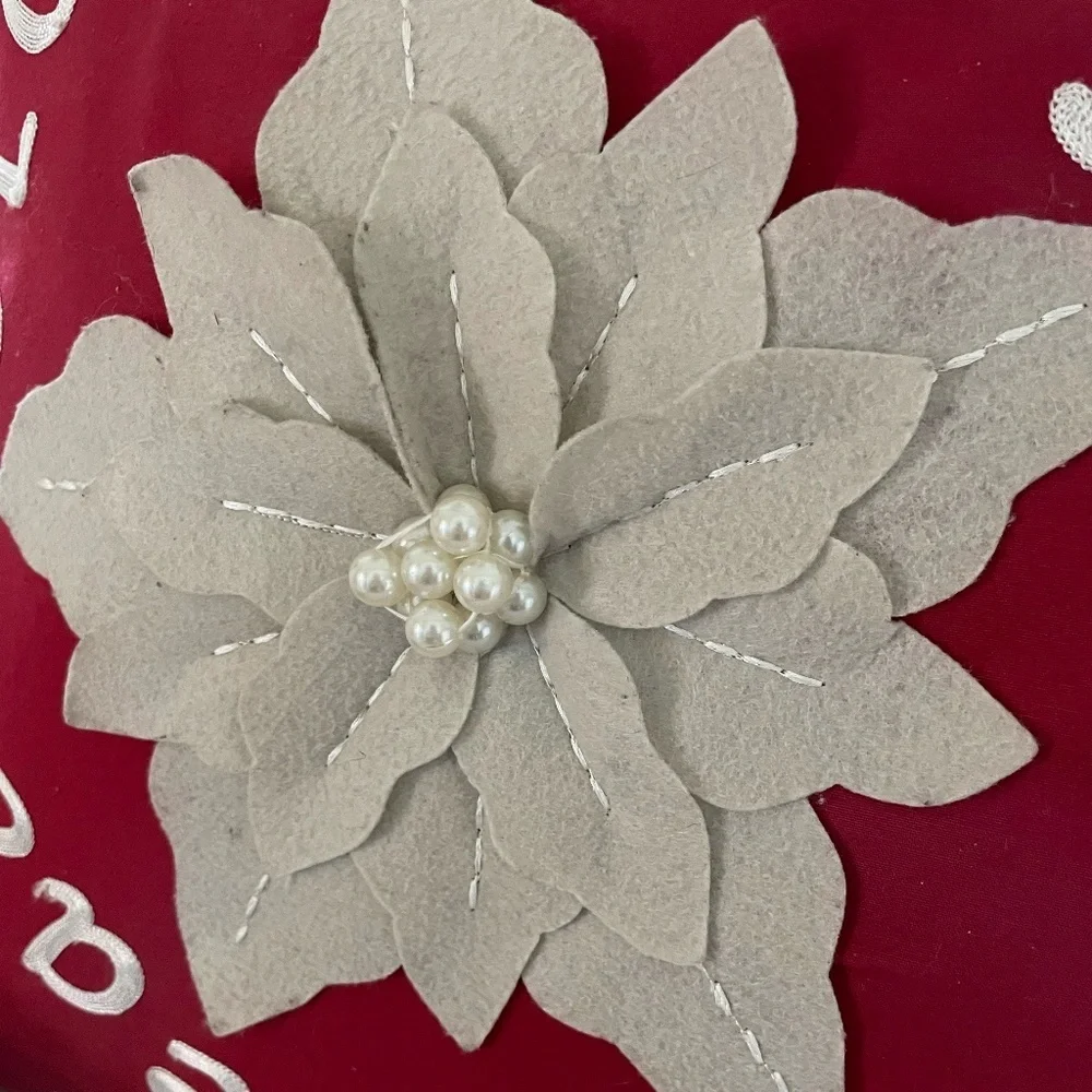 CHRISTMAS WORDS POINSETTIA TOSS PILLOW